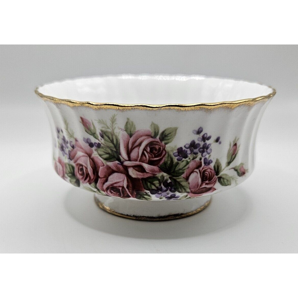 Paragon Floral Rose Open Sugar Bowl Gold Trim England 4.5 Vintage